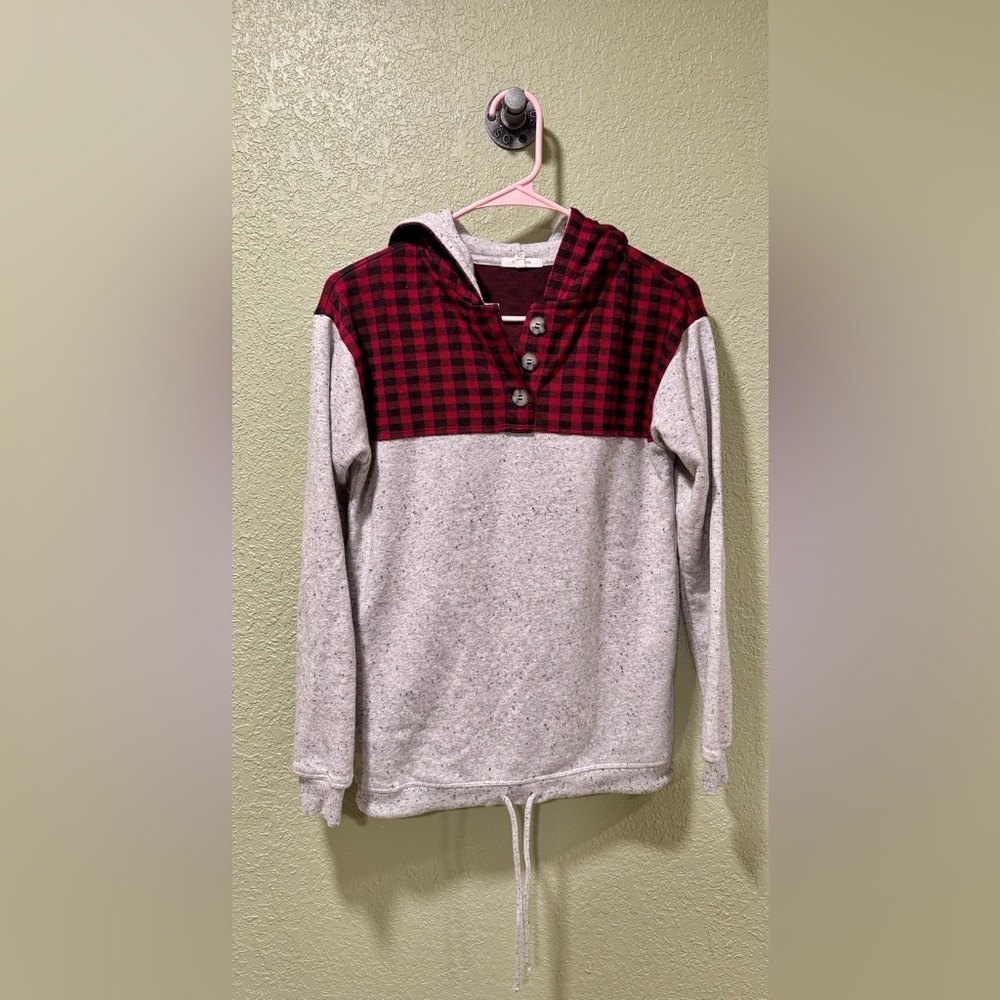 Maurices Red Plaid and Gray Hoodie size XS